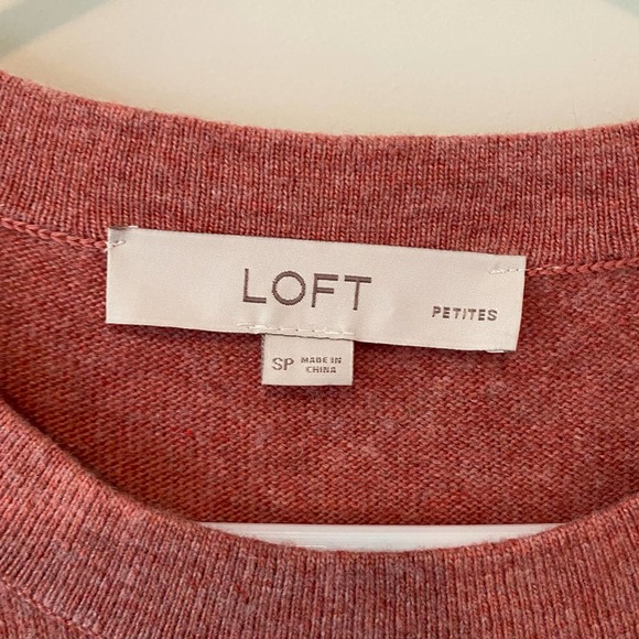 LOFT Wool Blend Sweater Pink Tie Cuffs Size Small Petite - Picture 2 of 4